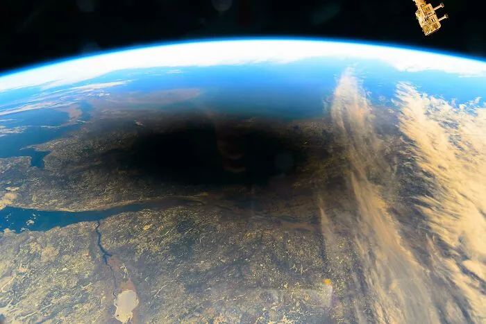Shadow Of The Moon Seen From Iss During Total Solar Eclipse In 2024