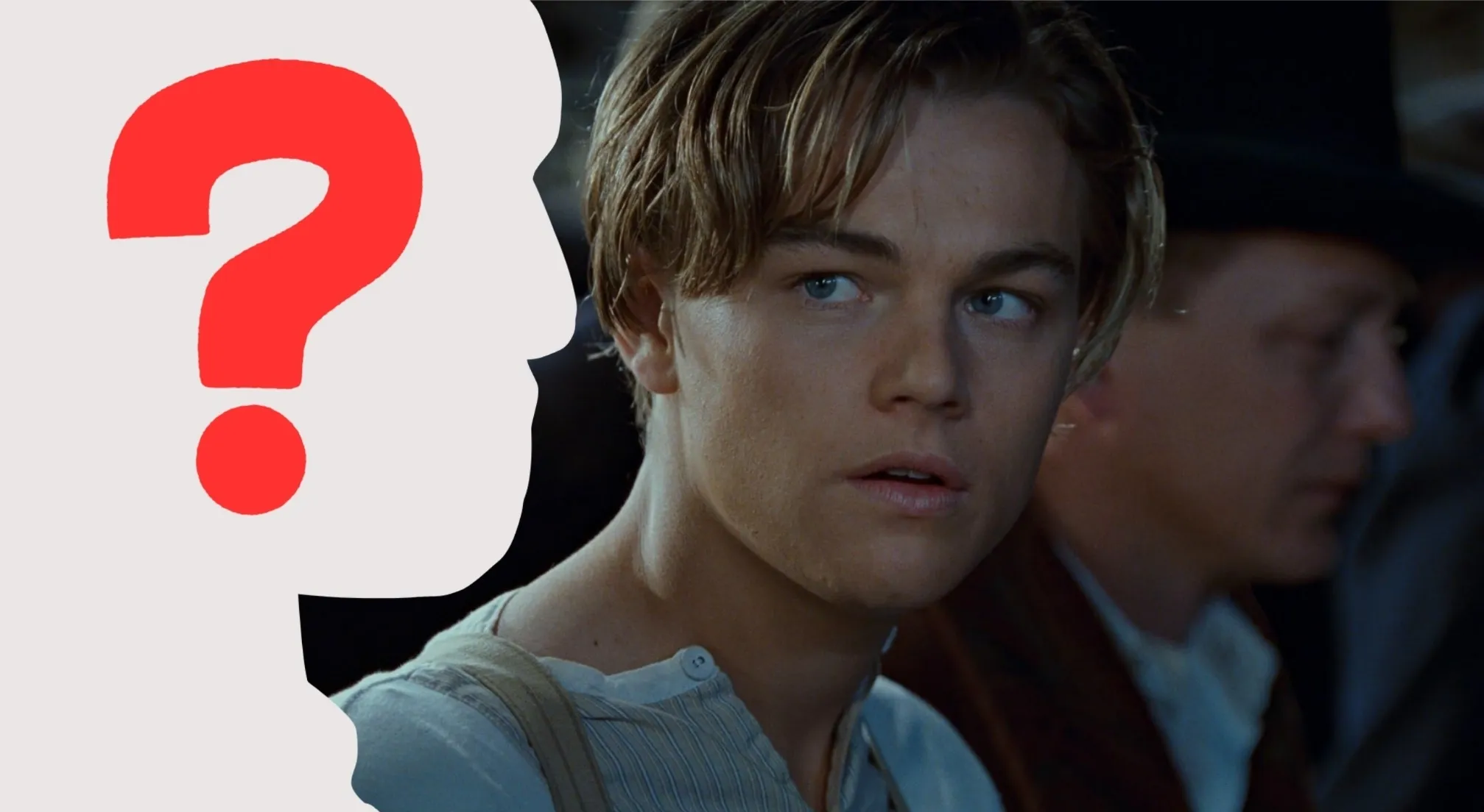 A red question mark overlays Jack from Titanic, highlighting the unforgettable passenger missing. Who's been edited out?