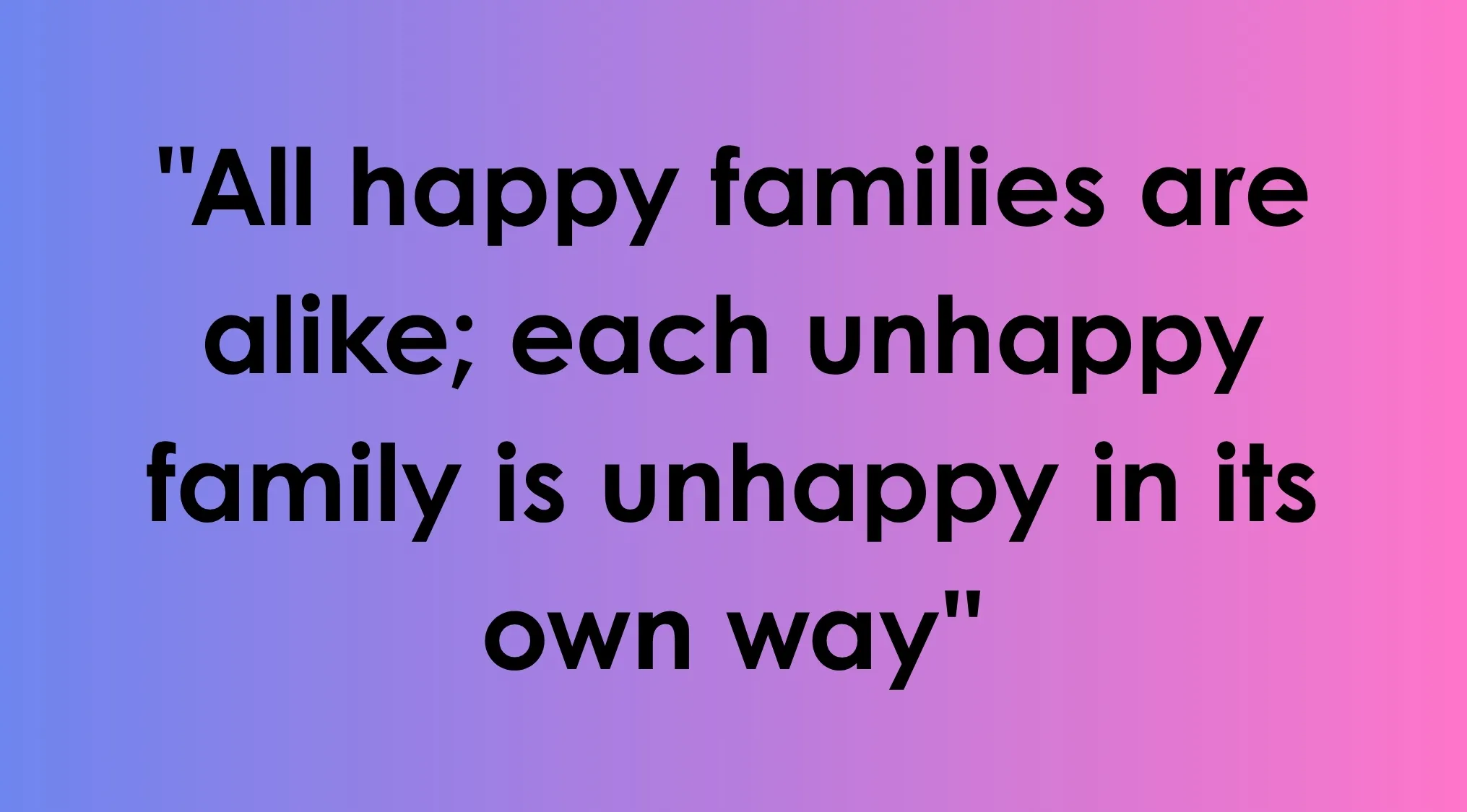 The opening sentence of a novel displayed against a purple and blue gradient background.