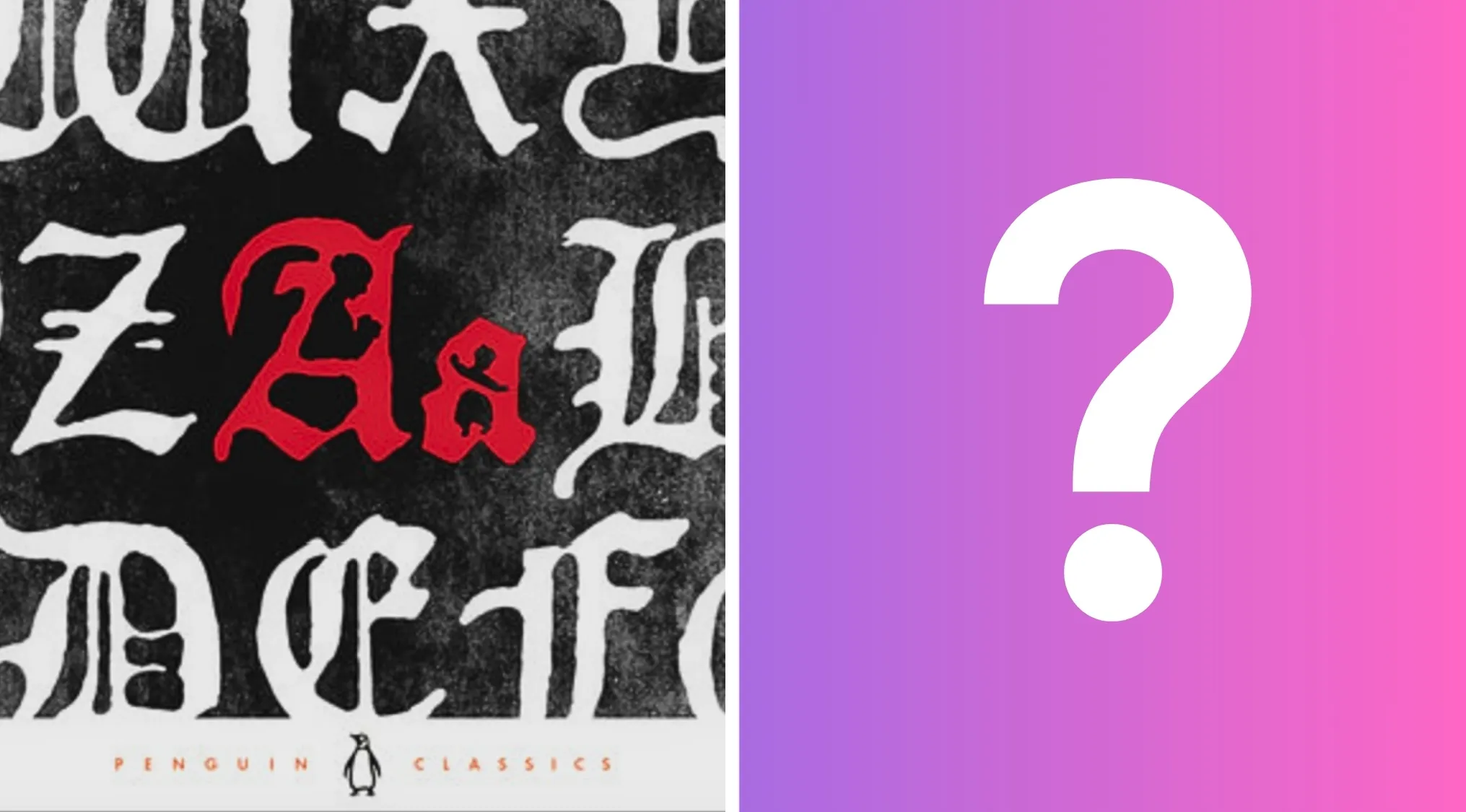 A book cover for The Scarlet Letter featuring large, gothic-style letters, with a prominent red 'A' at its center. Theme central to The Scarlet Letter.