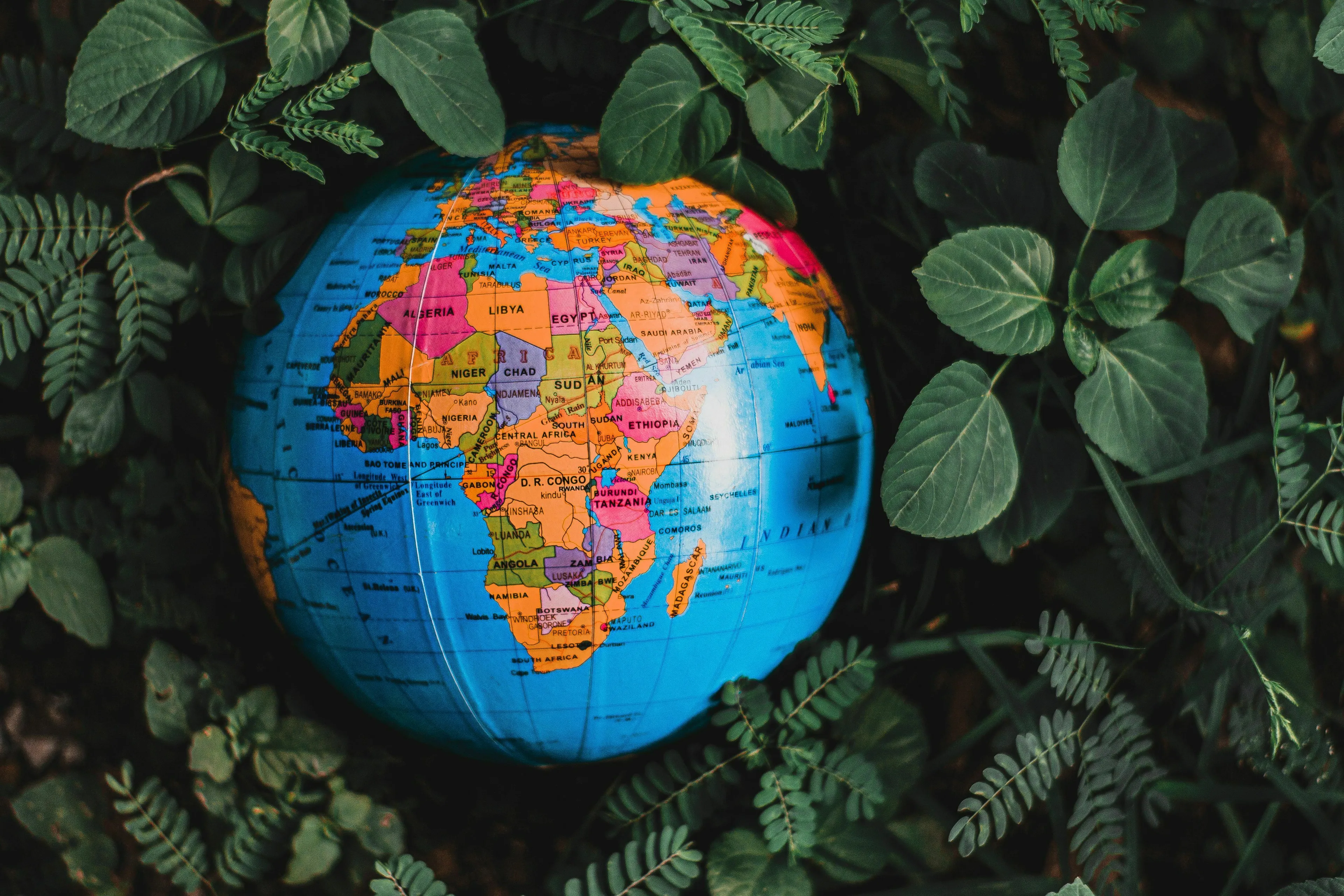A globe showing the continent of Africa, illustrating the African nation formerly known as Abyssinia.