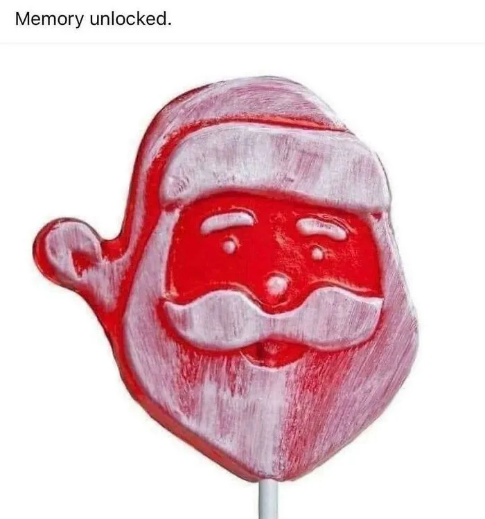 A Santa Claus lollipop, a sweet treat from life in the 90s, unlocking cherished childhood memories.