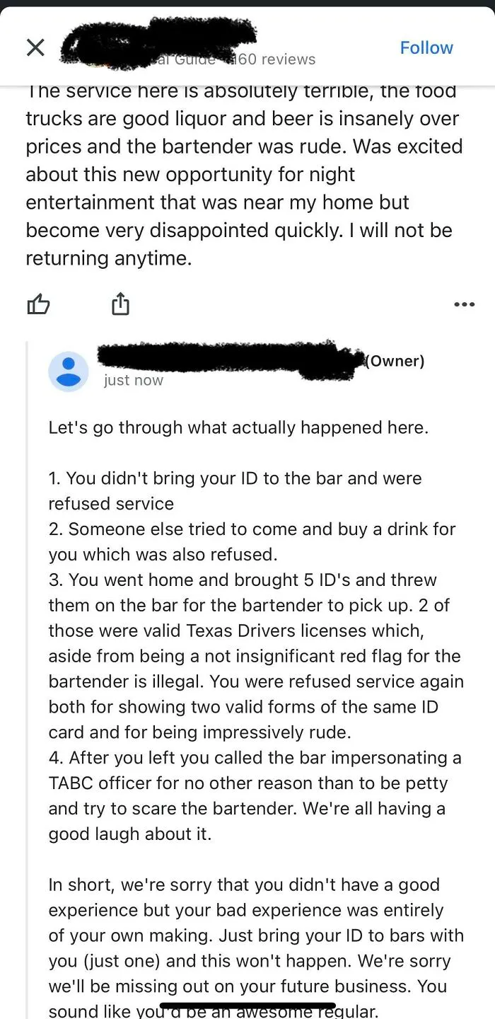 My Favorite Bar Called Out A Fun Customer On Google Reviews