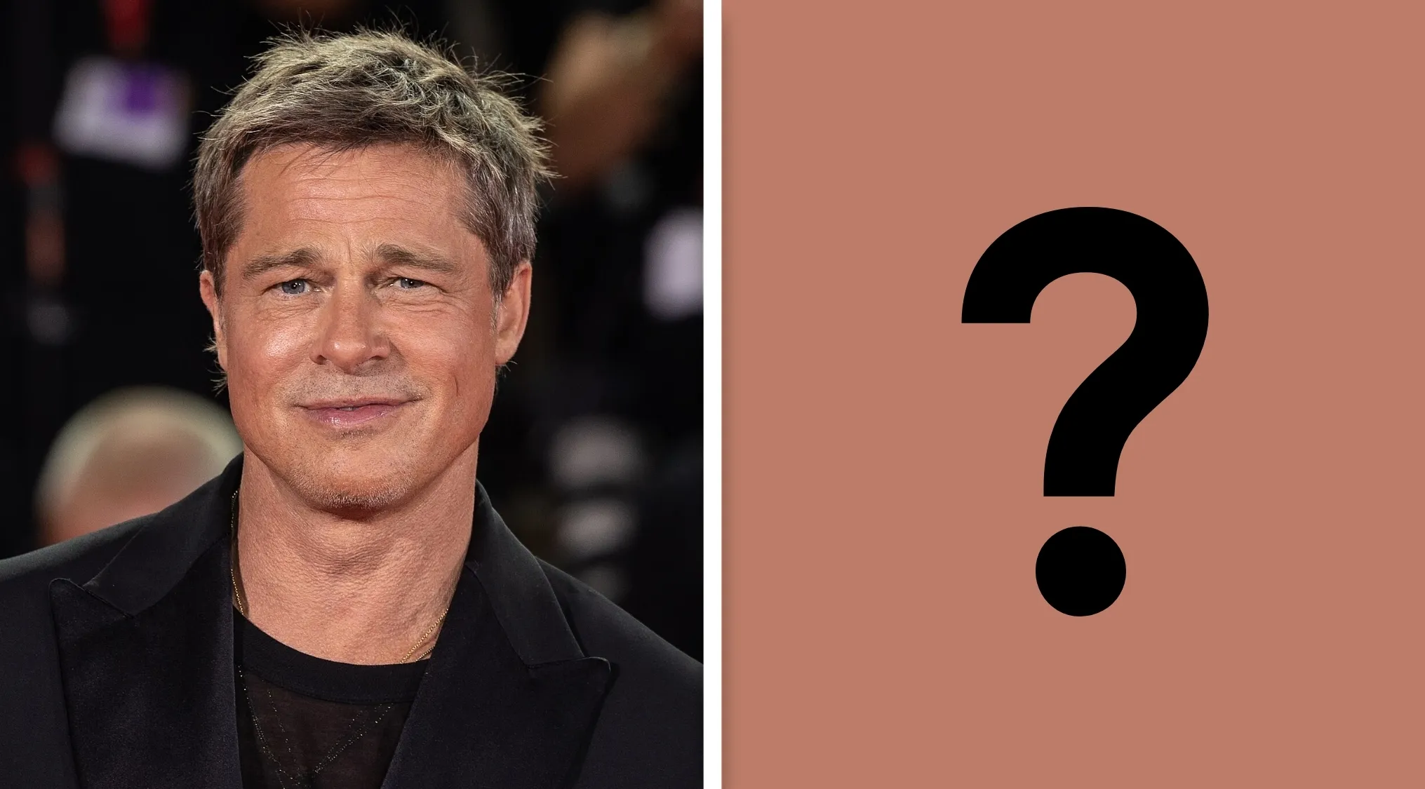 Quiz edition image asking if Brad Pitt studied law before becoming an actor, part of a real from fake quiz.