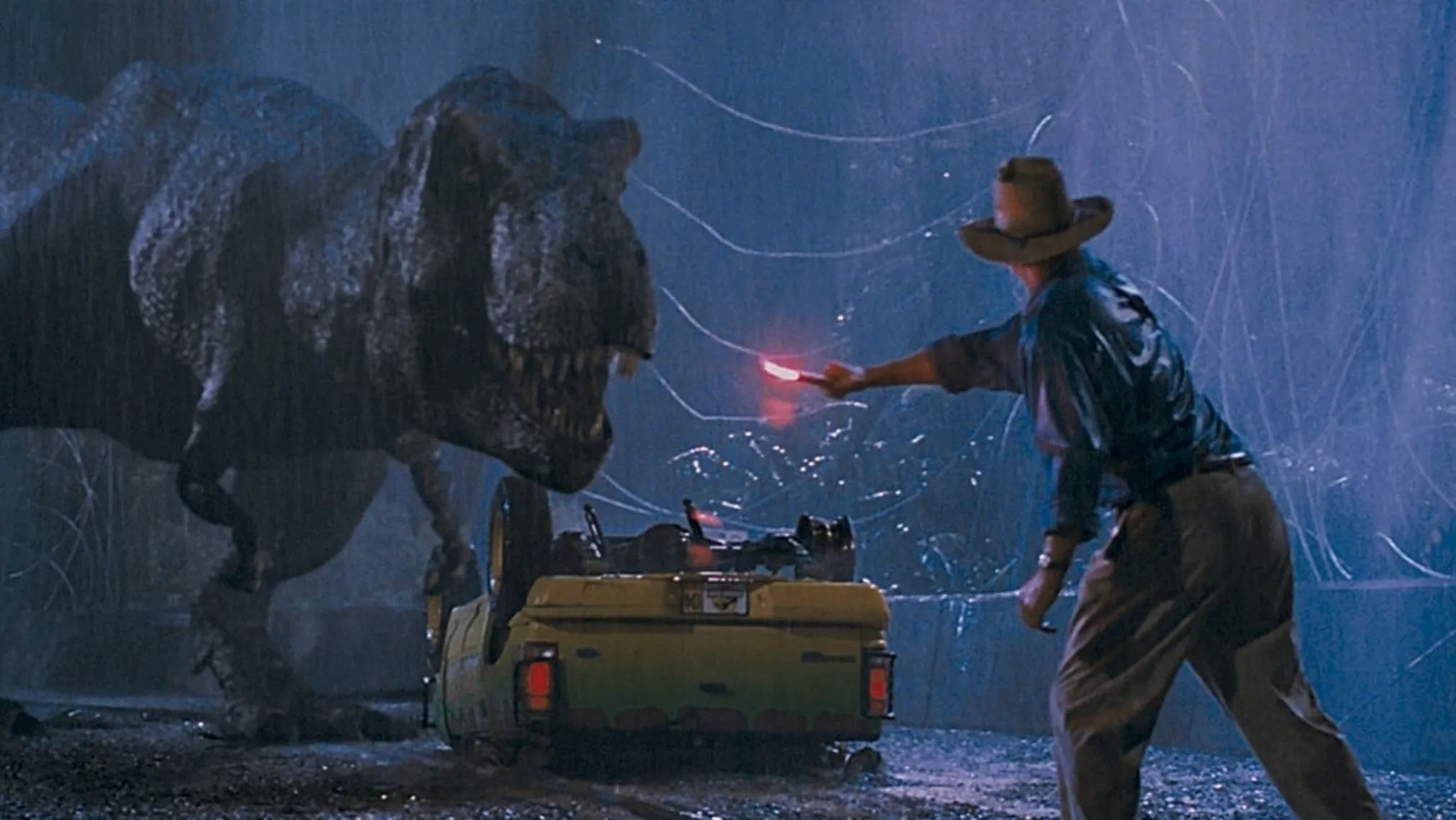 Quiz edition image from the movie Jurassic Park, which used real dinosaur DNA for the dinosaurs.