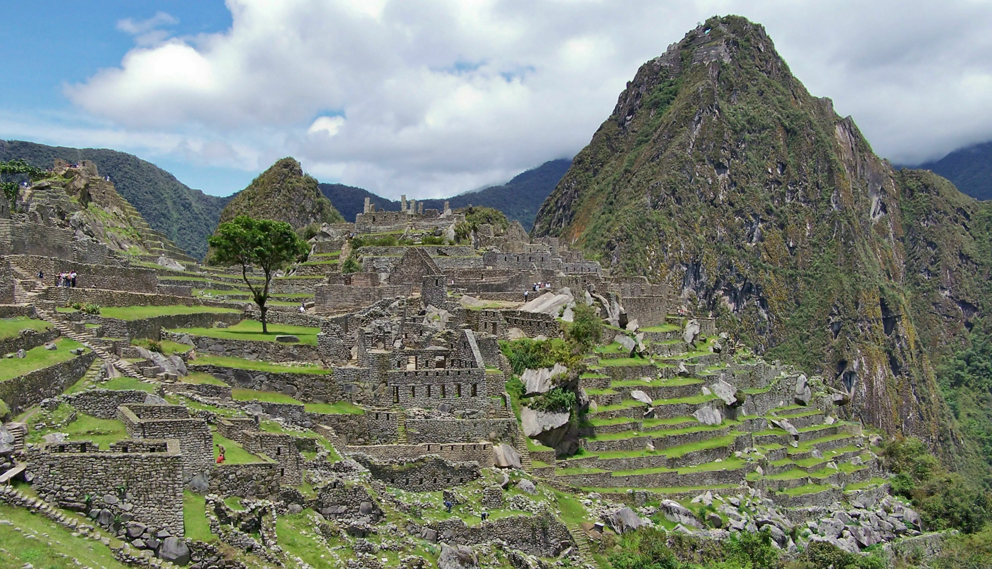 An expansive view of the ancient Incan city of Machu Picchu nestled among mountains for a pub trivia quiz.