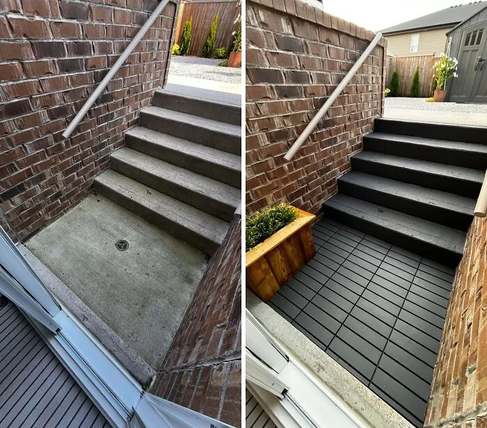 Was Tired Of My Janky Walkout - Added Deck Tiles And Paint