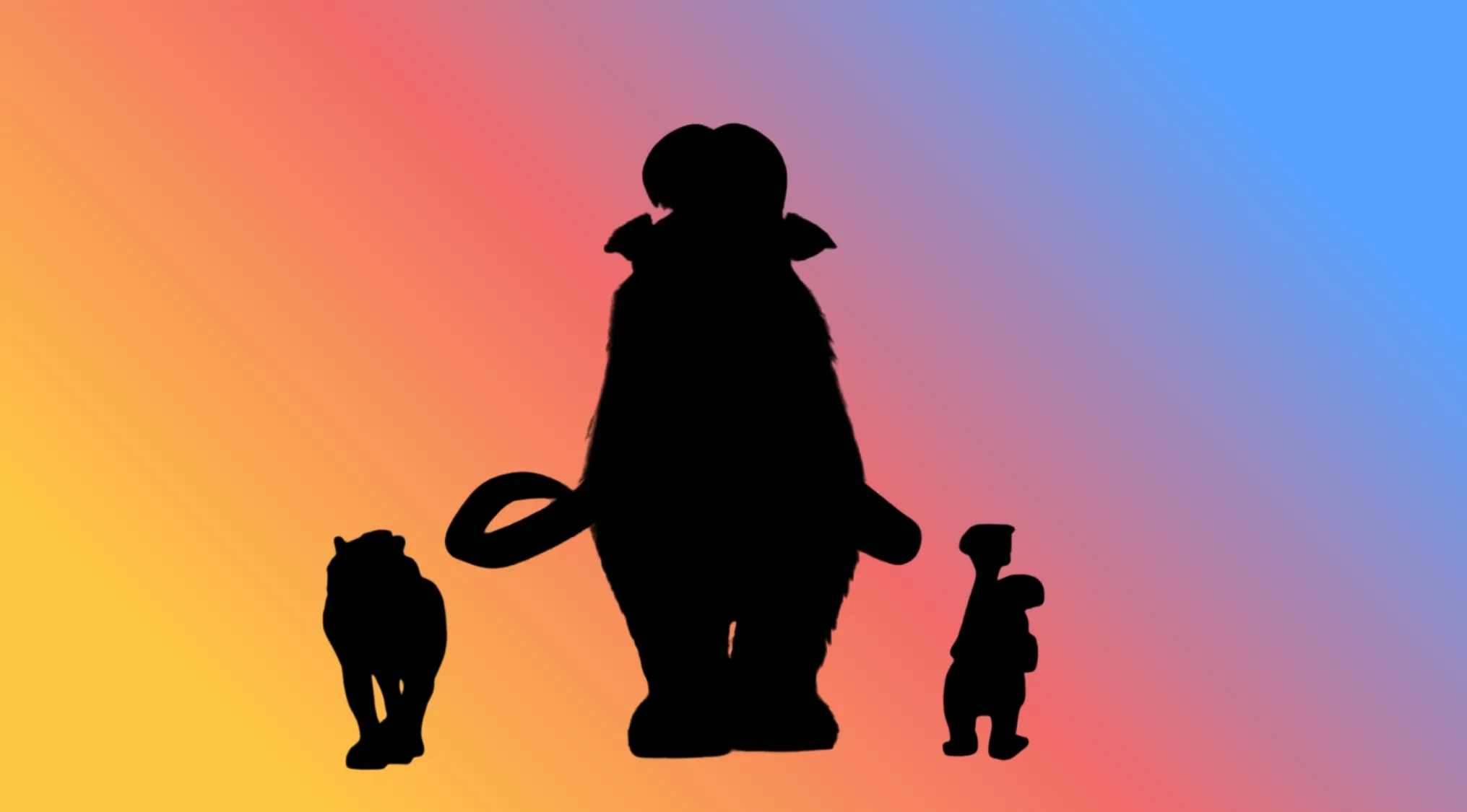 Character silhouettes of Manny, Sid, and Diego; guess the film.