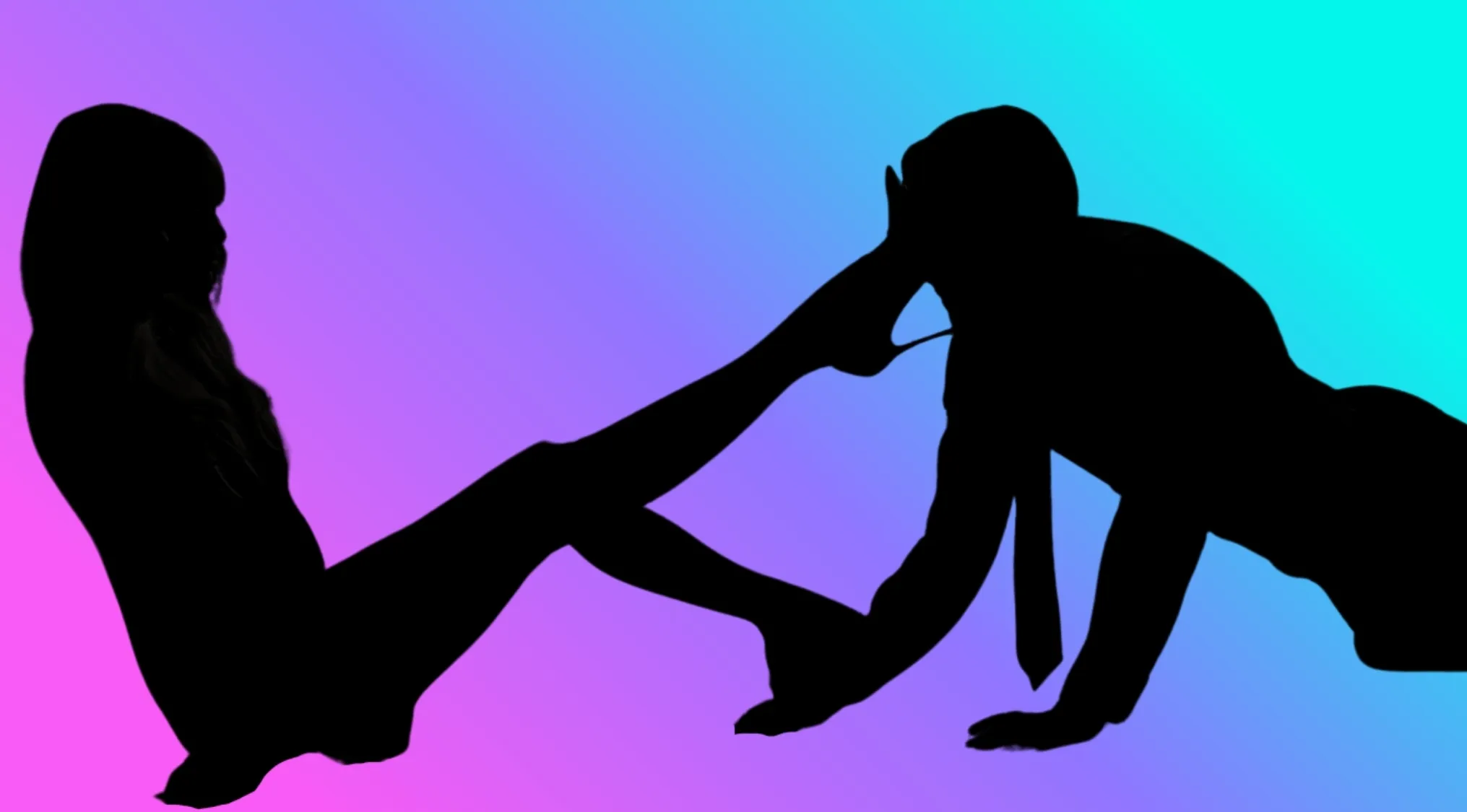 Character Silhouettes: Silhouette of a film couple, with a man kneeling at a woman's feet.