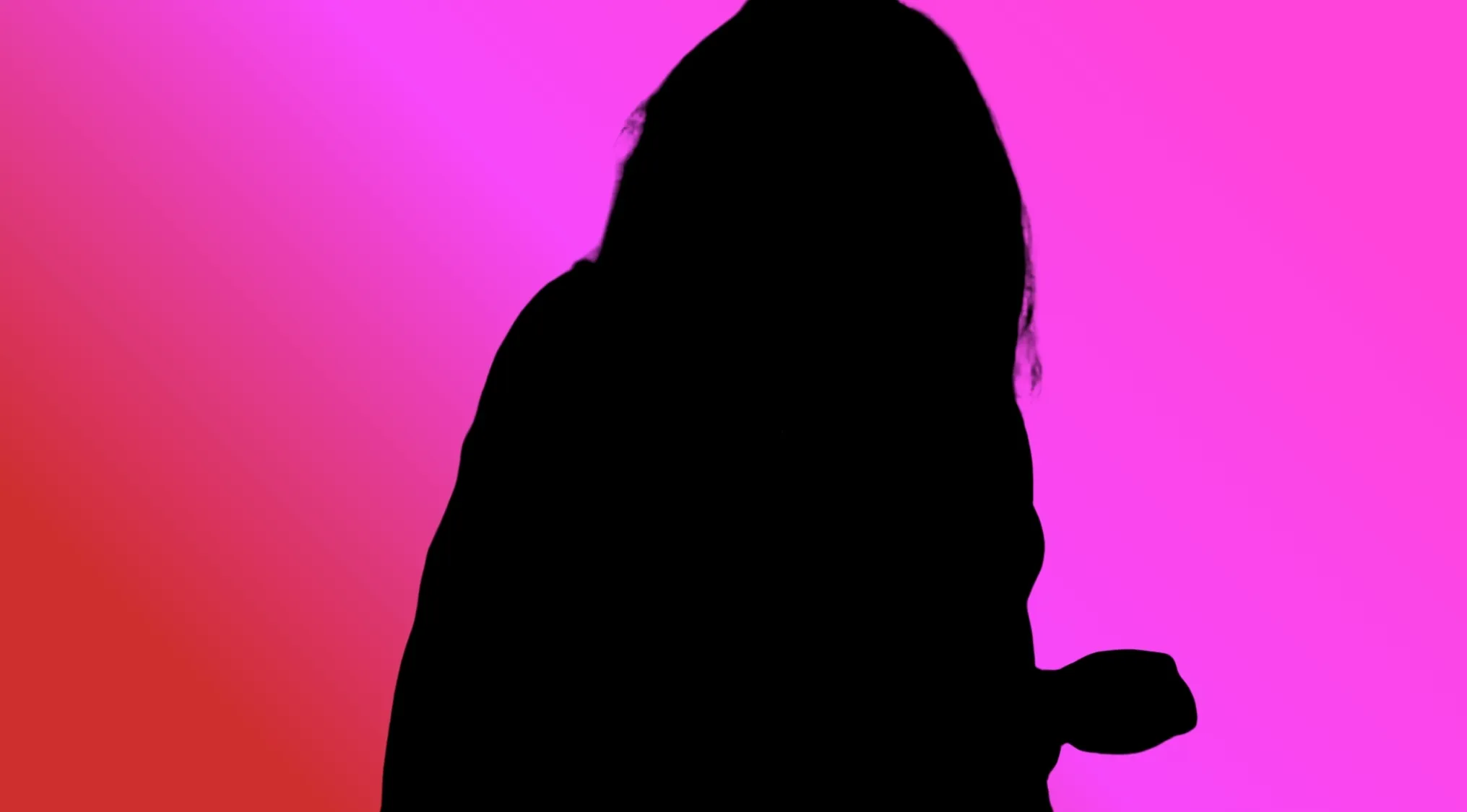 Character silhouette against a pink background. What film is this character silhouette from?