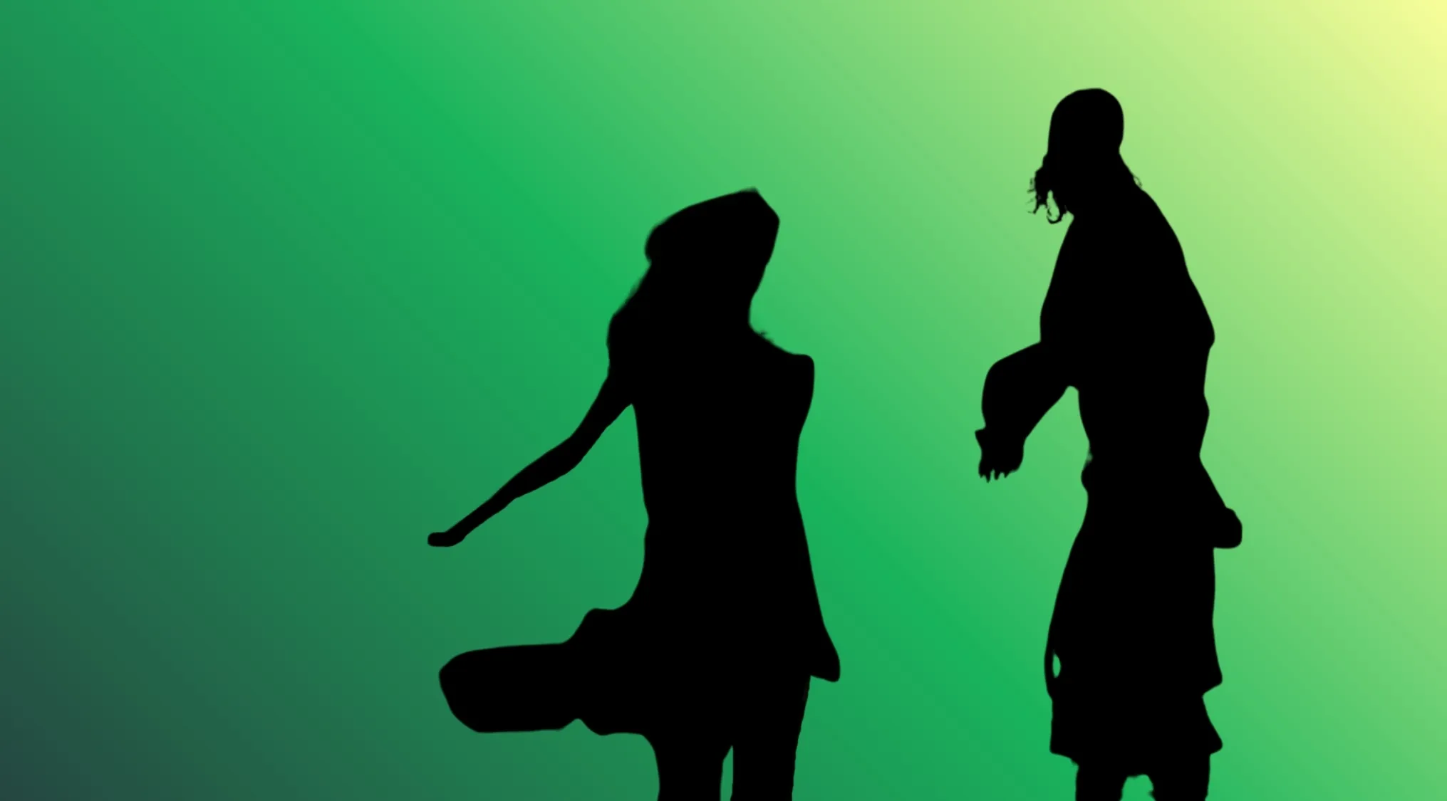 Two Pirates of the Caribbean characters silhouettes.