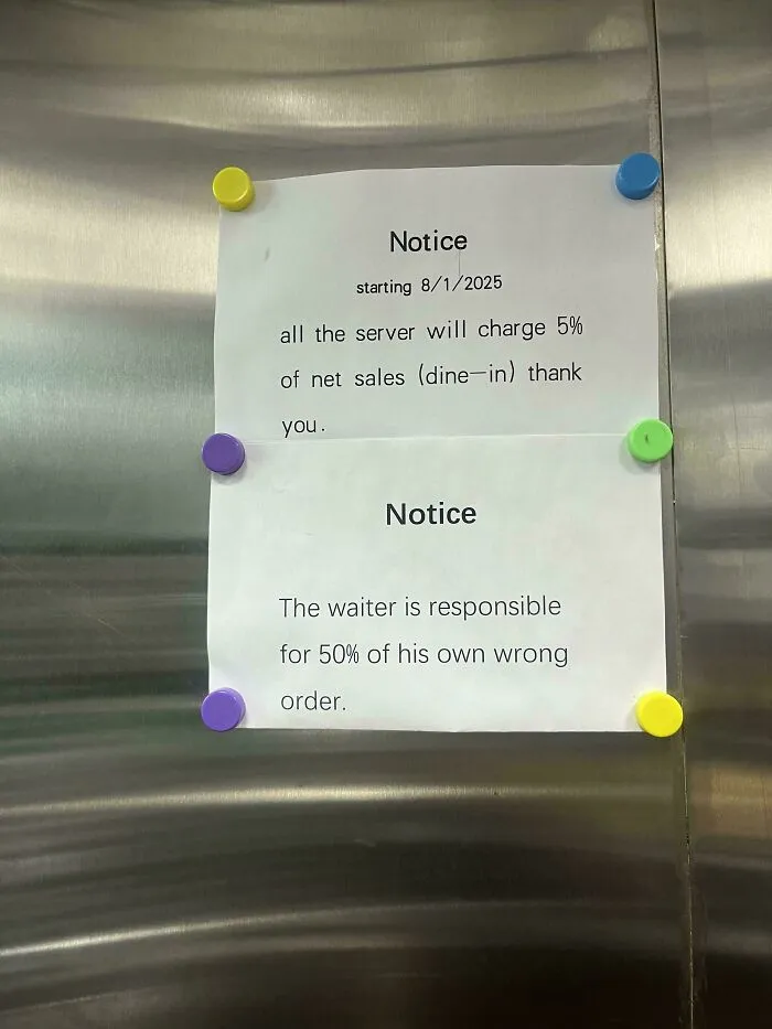 New Serving Job Charges 5% Of Net Sales And All Of It Goes To Kitchen