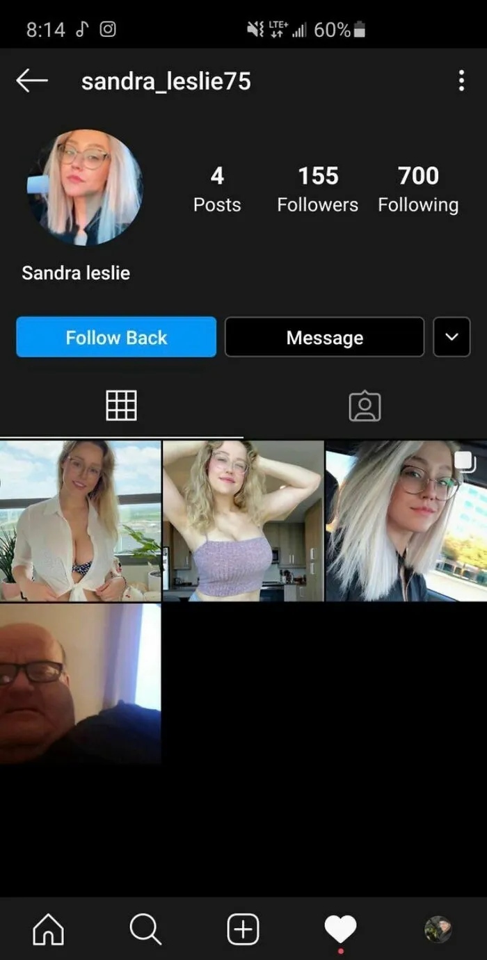 A social media profile shows a man's face poorly edited onto a woman's body, an unfortunate display of stupidity.