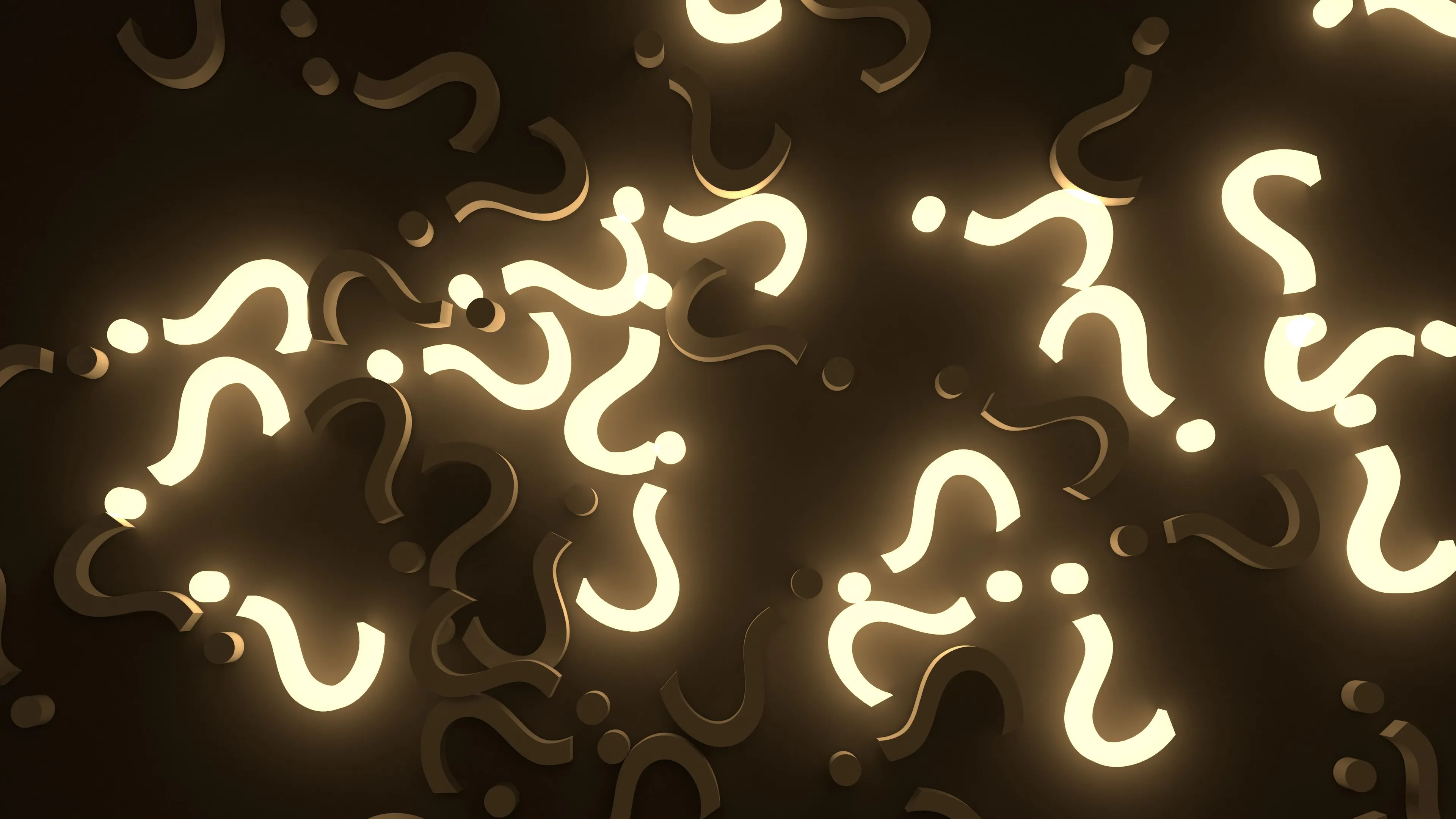 A dark background filled with glowing question marks, symbolizing a childhood game of Truth or Dare.