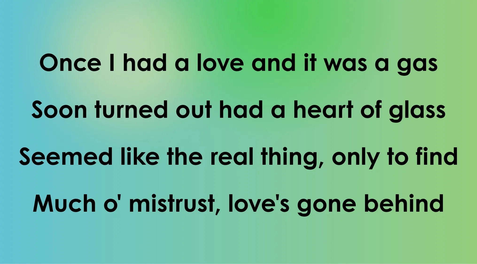 Opening lyrics from a '70s or '80s song, a quiz to identify the song from its beginning words.