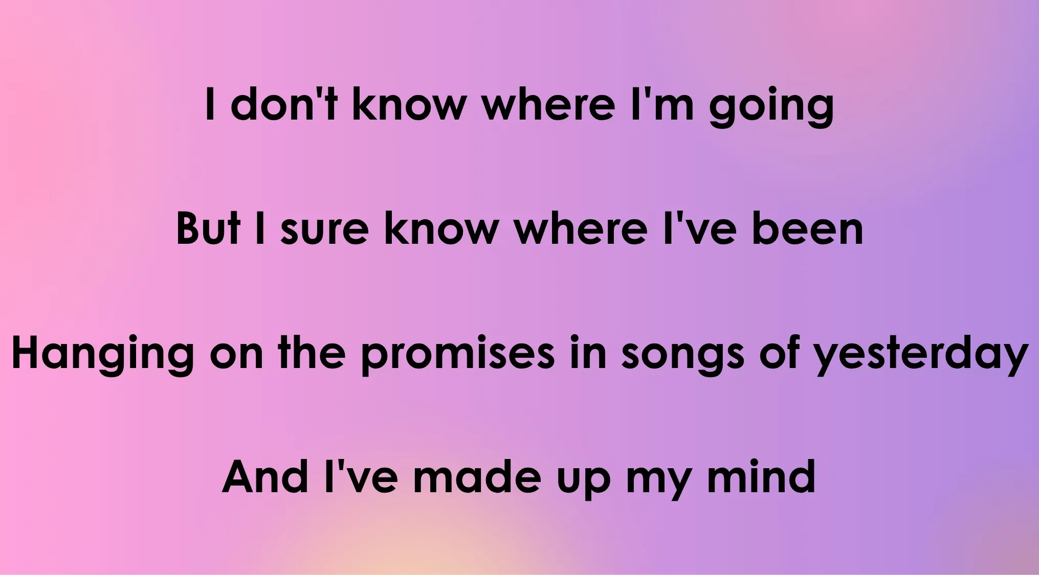 Opening lyrics from a '70s or '80s song, inviting players to guess the tune in a lyrics quiz.