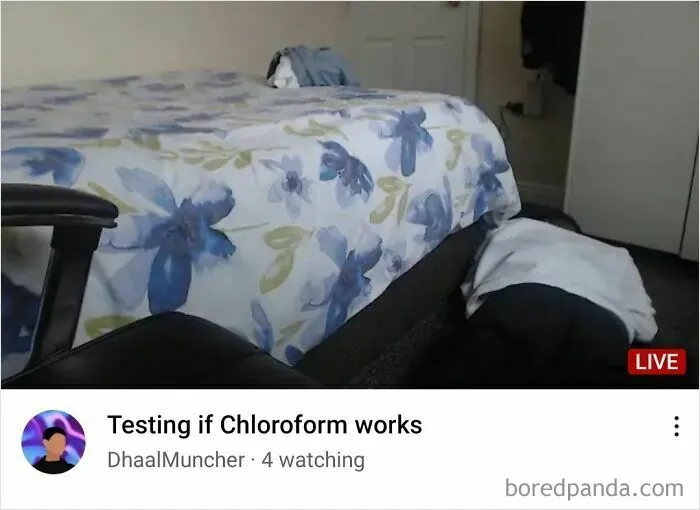 A person testing chloroform, displaying stupidity online.
