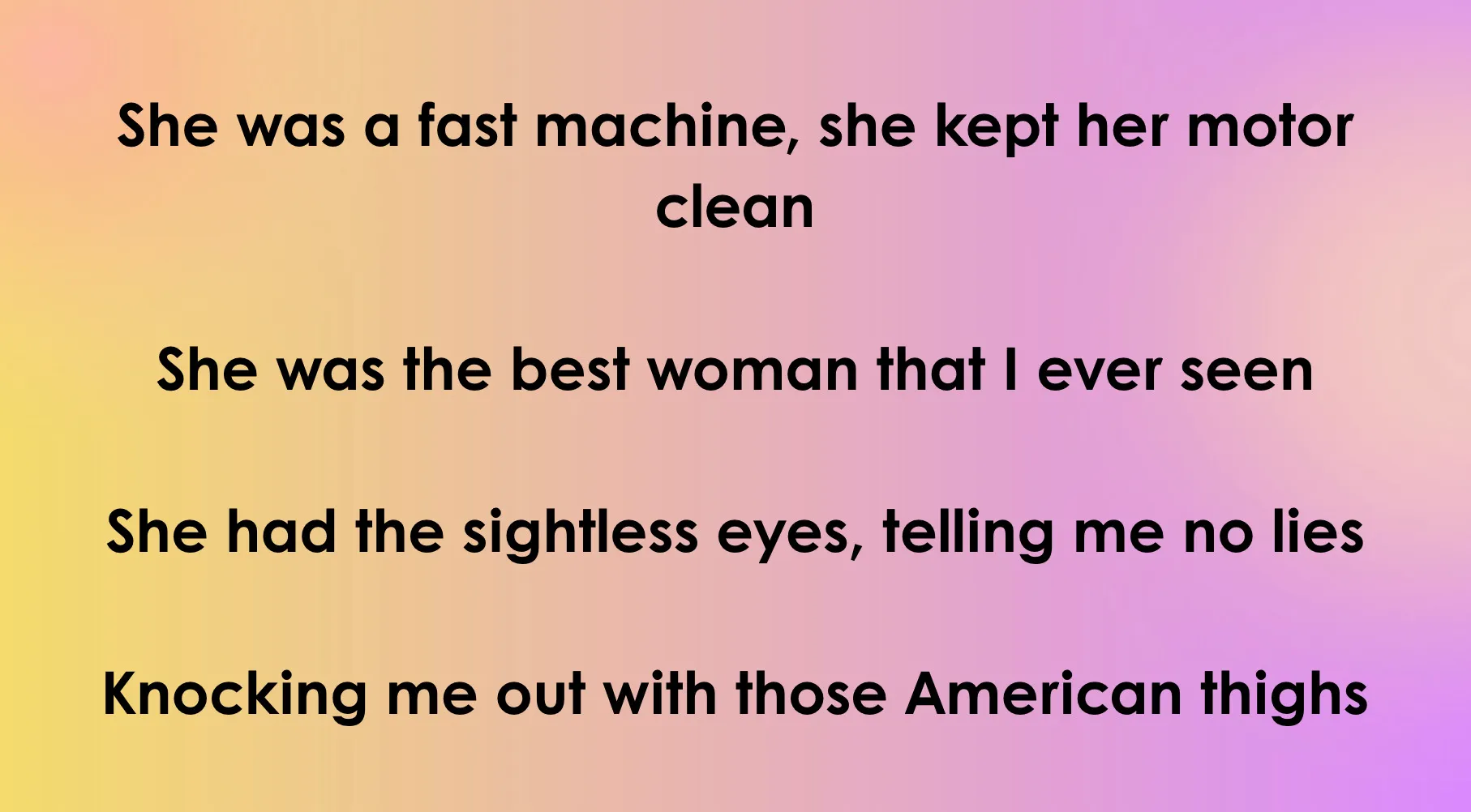 Quiz part 3: Opening lyrics from a 70s or 80s song, asking to guess the song from the first line.