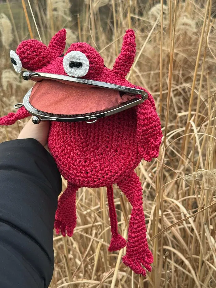 Frog Demon Bag I Crocheted To Guard My Goblin Treasures (And Whisper Suspicious Things At Night)