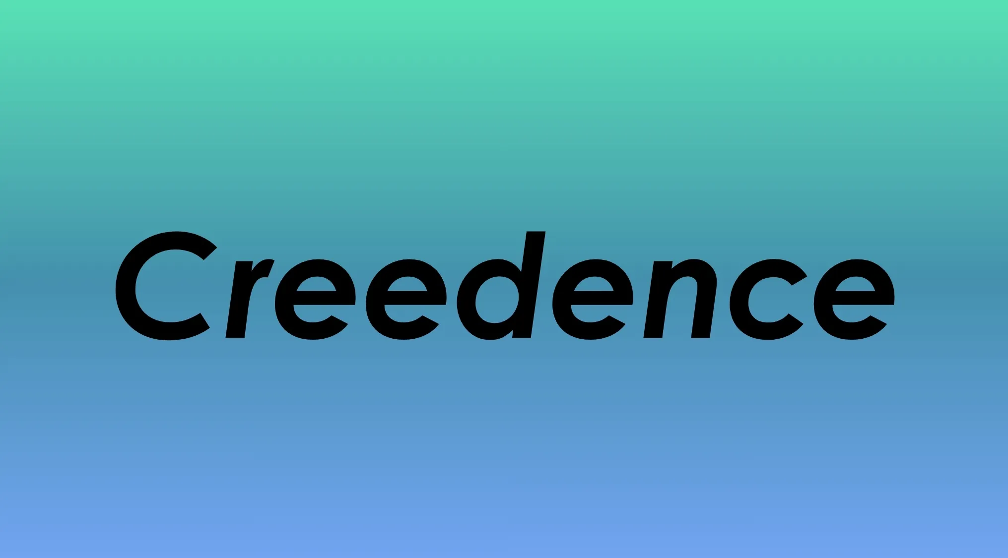 Finish the band name: Creedence on a gradient background.