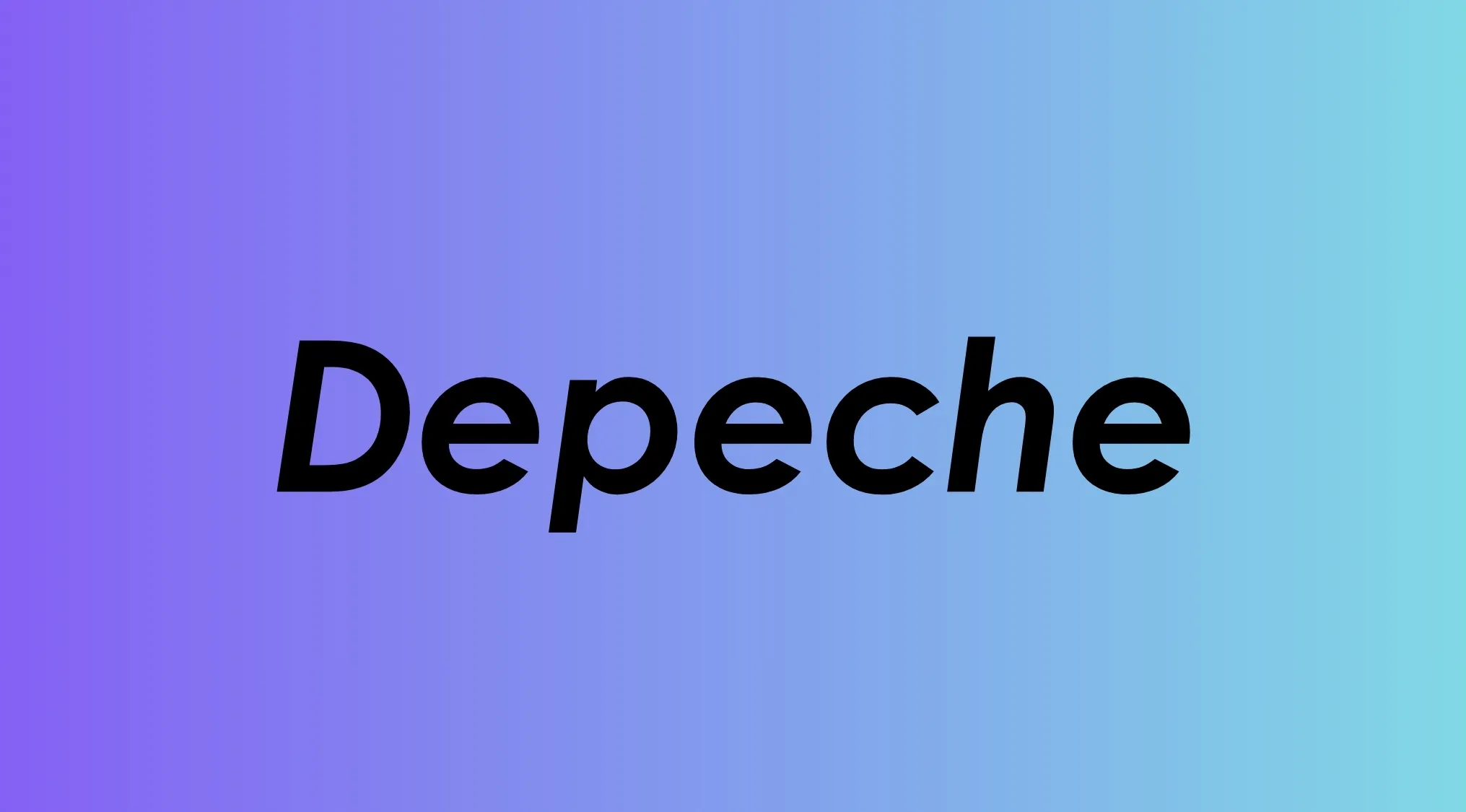 The word 'Depeche' against a purple-blue gradient background to finish the band name.