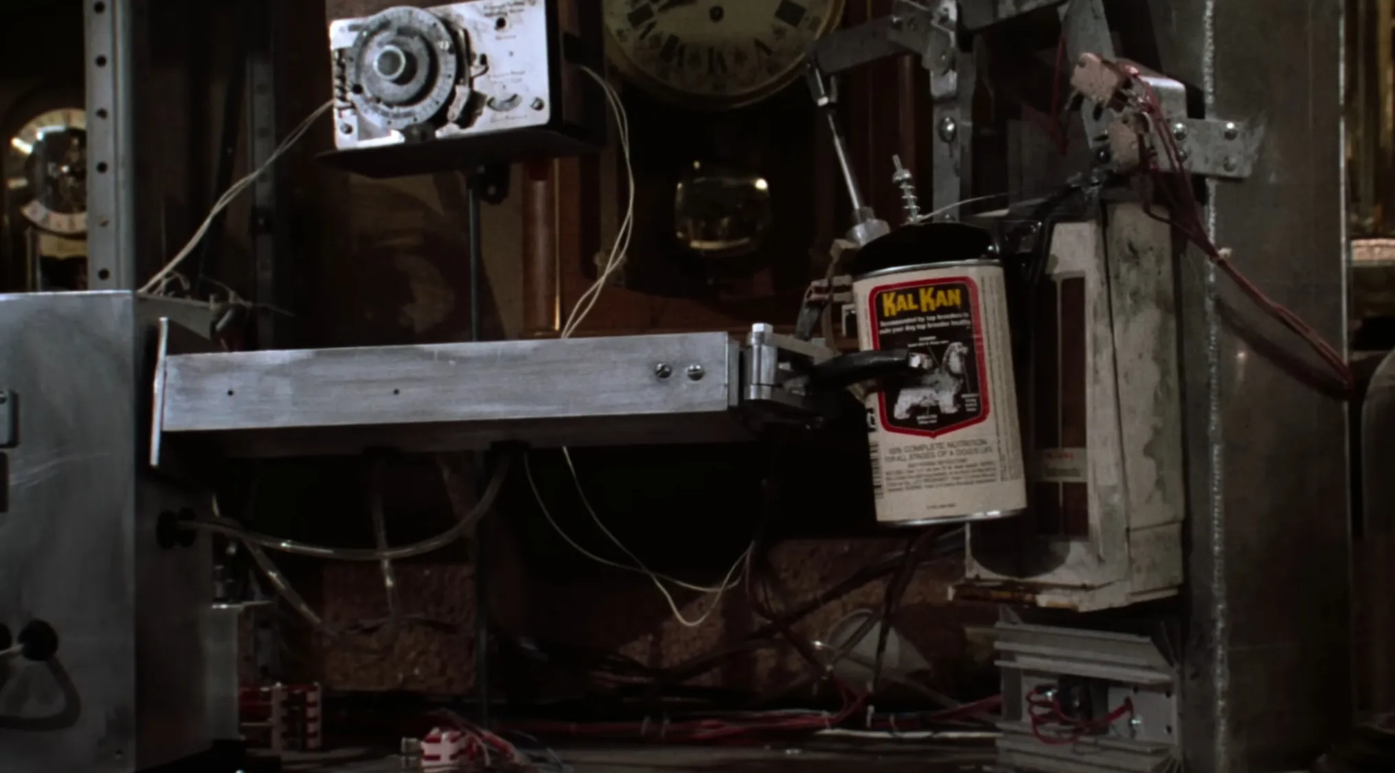 The opening movie scene of Back to the Future (1985) features mechanisms and ticking clocks.
