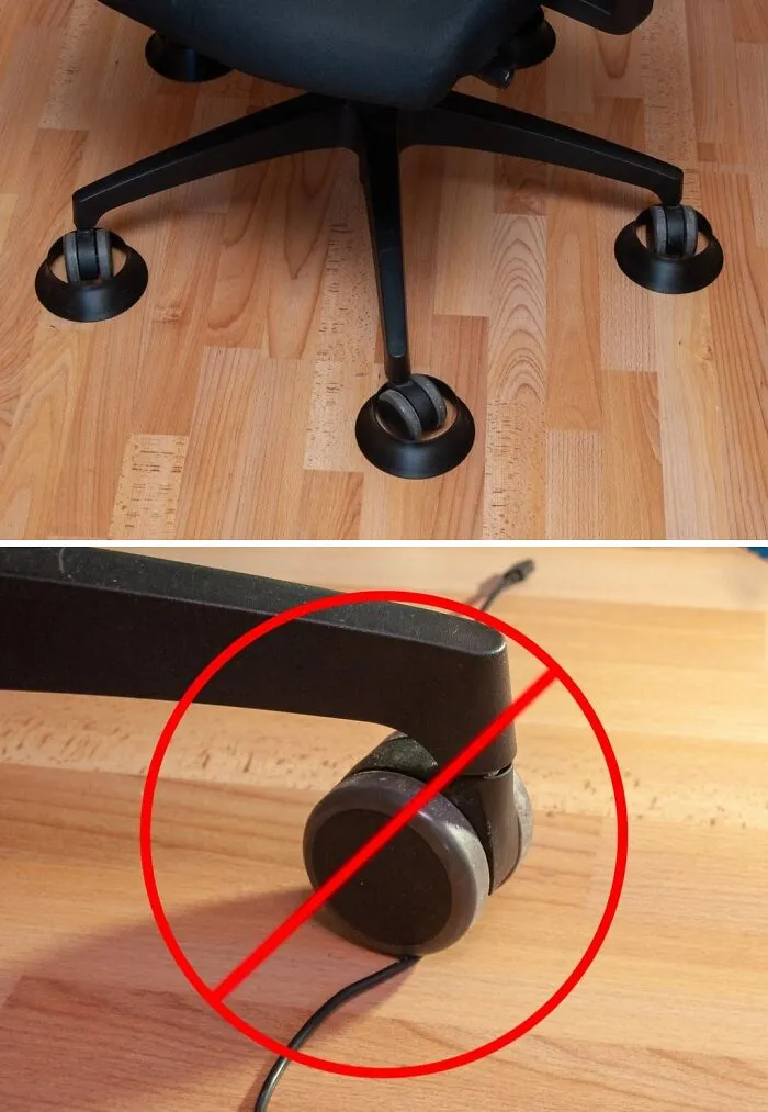 Protectores de ruedas para sillas de oficina para proteger cables y mascotas