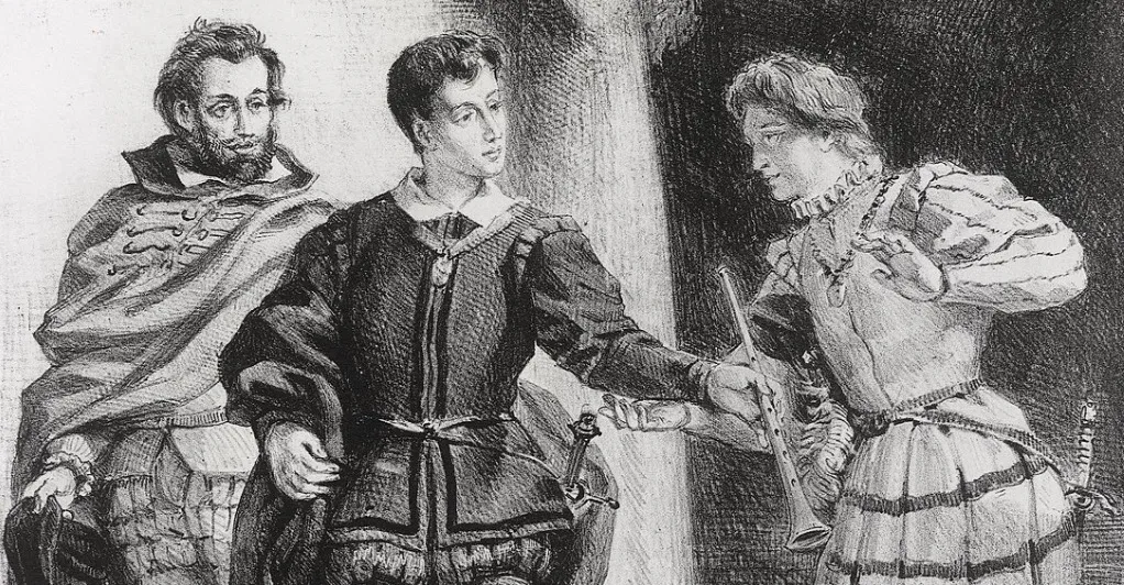 Illustration of Rosencrantz and Guildenstern from a Shakespeare play, part of a Who Wants To Be A Millionaire quiz.