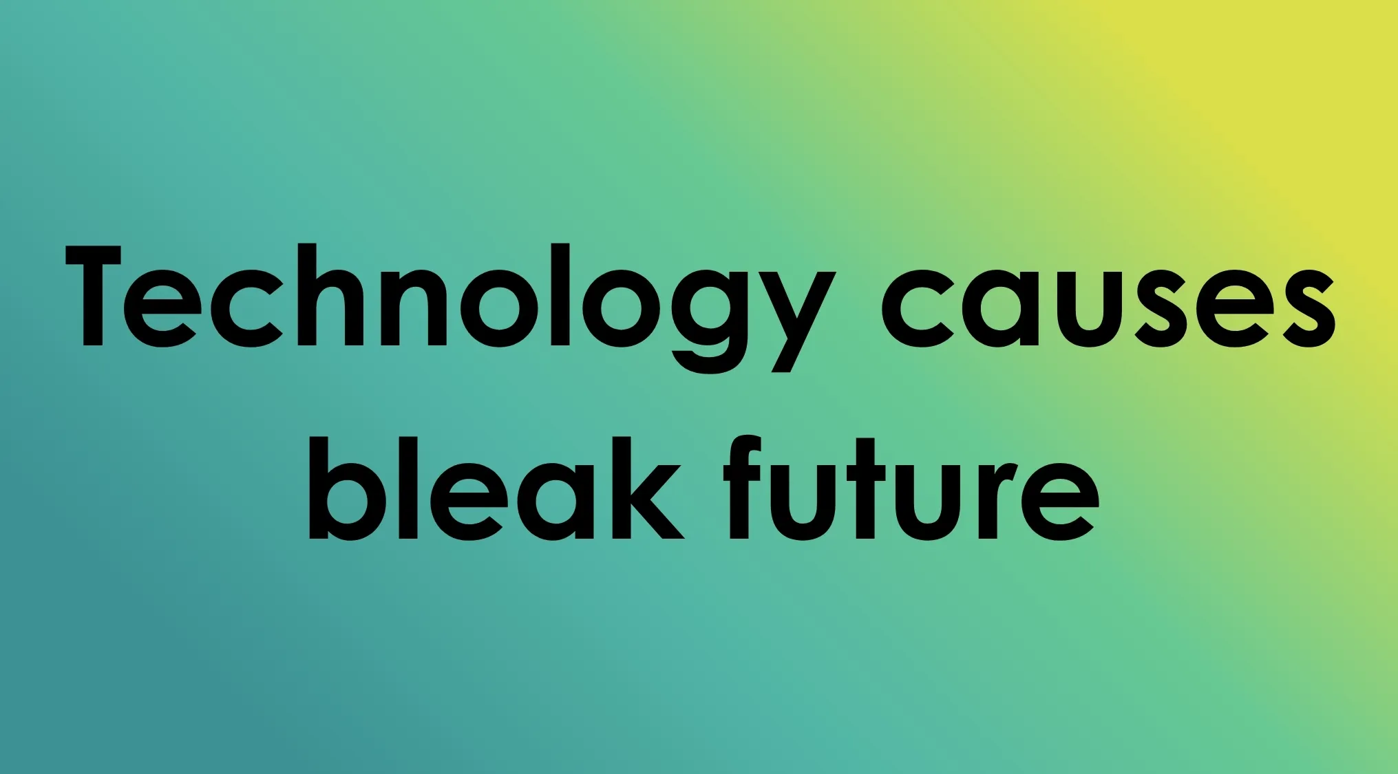 TV Shows In Four Words: Technology causes bleak future text description.