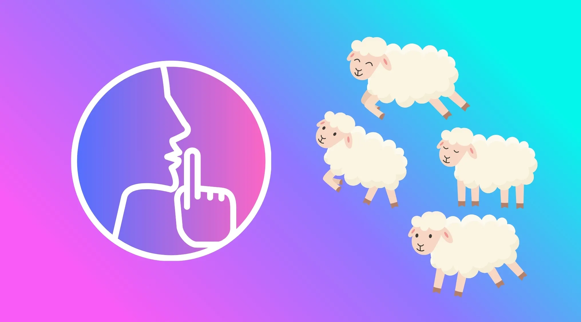 A quiet person icon and four jumping sheep for a Movie Titles Rebus Challenge, implying a film title.