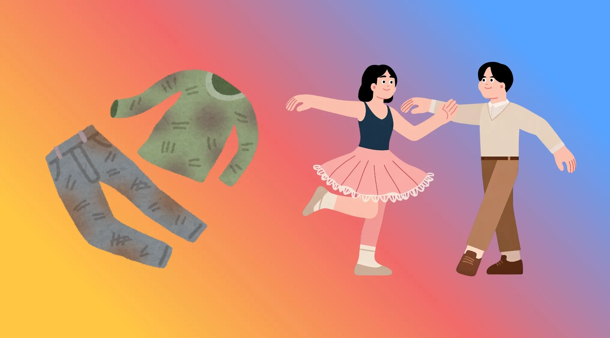 Dirty clothes and a dancing couple in a Movie Titles Rebus Challenge, hinting at a film title.