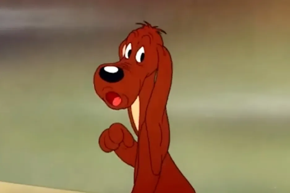 A brown dog looking surprised, a character from the world of Tweety Bird's ultimate nemesis.