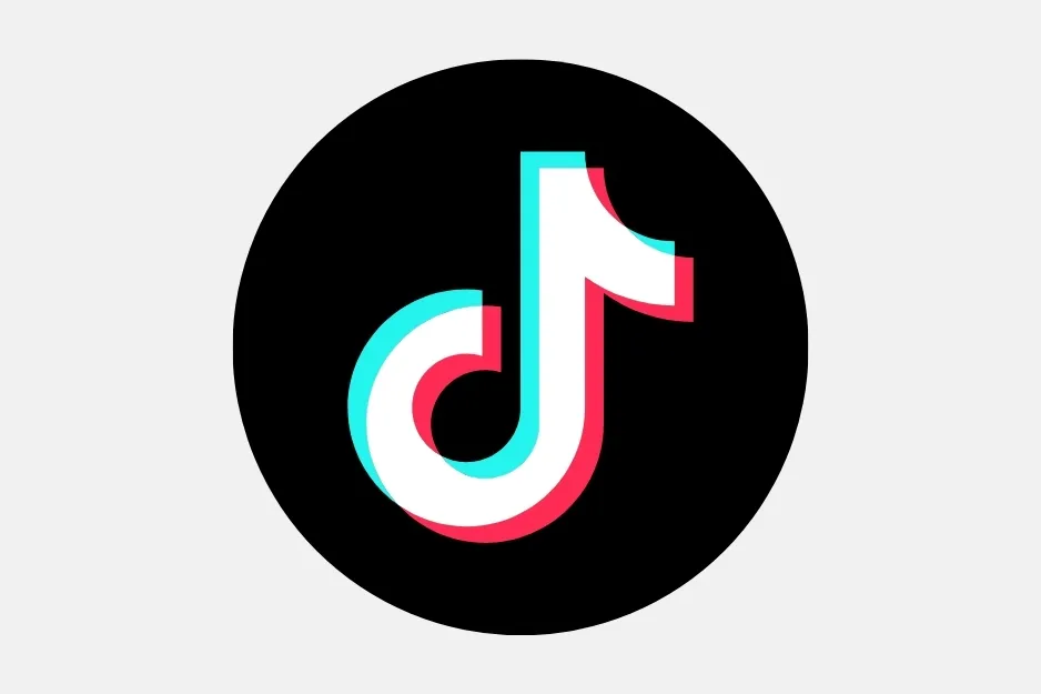 The vibrant TikTok logo, a stylized musical note with blue and red shadows, against a black background, symbolizing the short-form video social media platform.