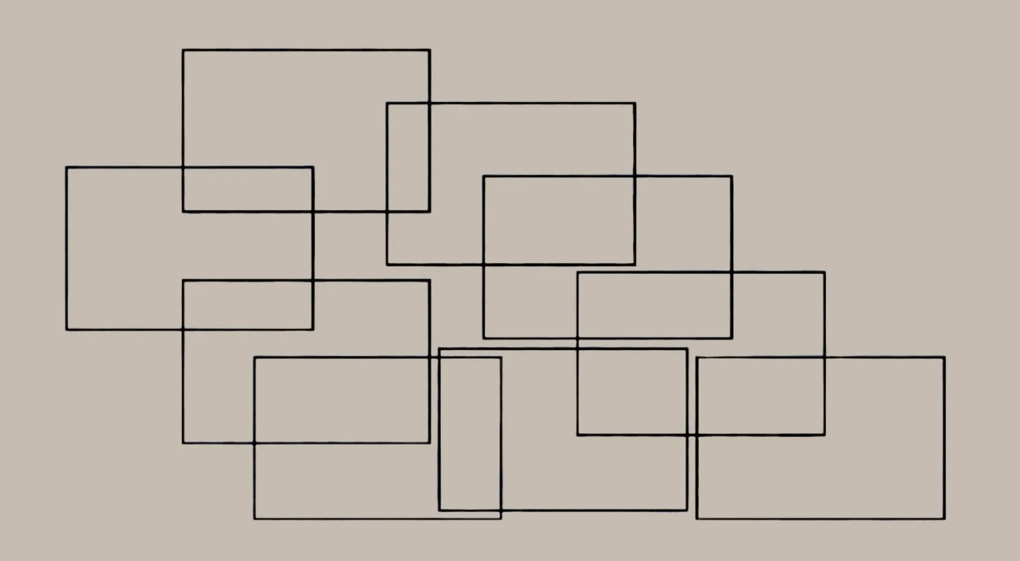 A brain teaser for the 1% club with 9 overlapping rectangles forming smaller rectangles on a tan background.