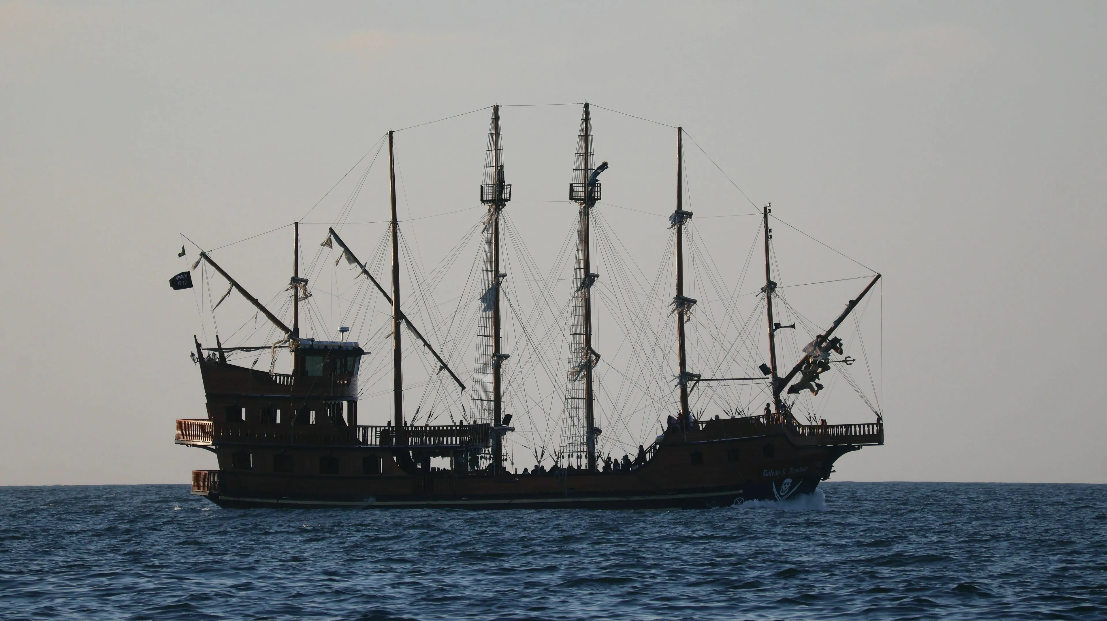 A large sailing ship on the open water, featured in a general knowledge odd one out challenge.