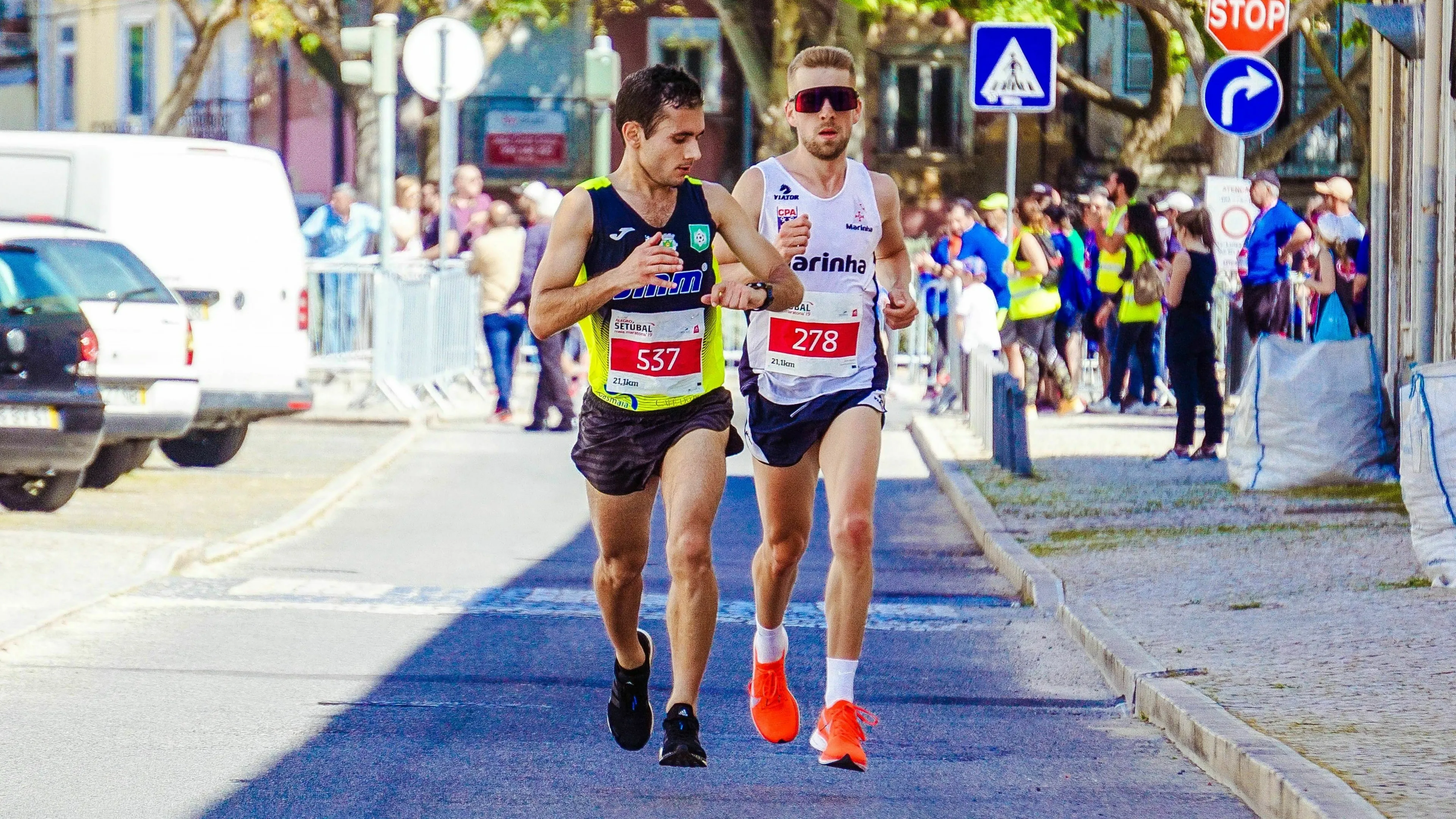 Two runners in a race, illustrating the tricky question about overtaking and finishing place.