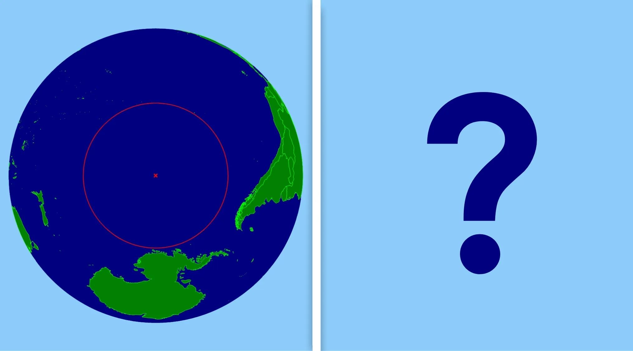 Image showing Point Nemo, the place farthest from land, for a high IQ general knowledge test.