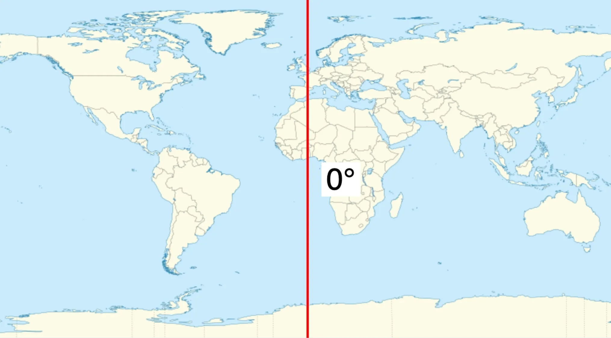A map showing the Prime Meridian, a key geographical line, crossing through various countries, highlighting Africa.