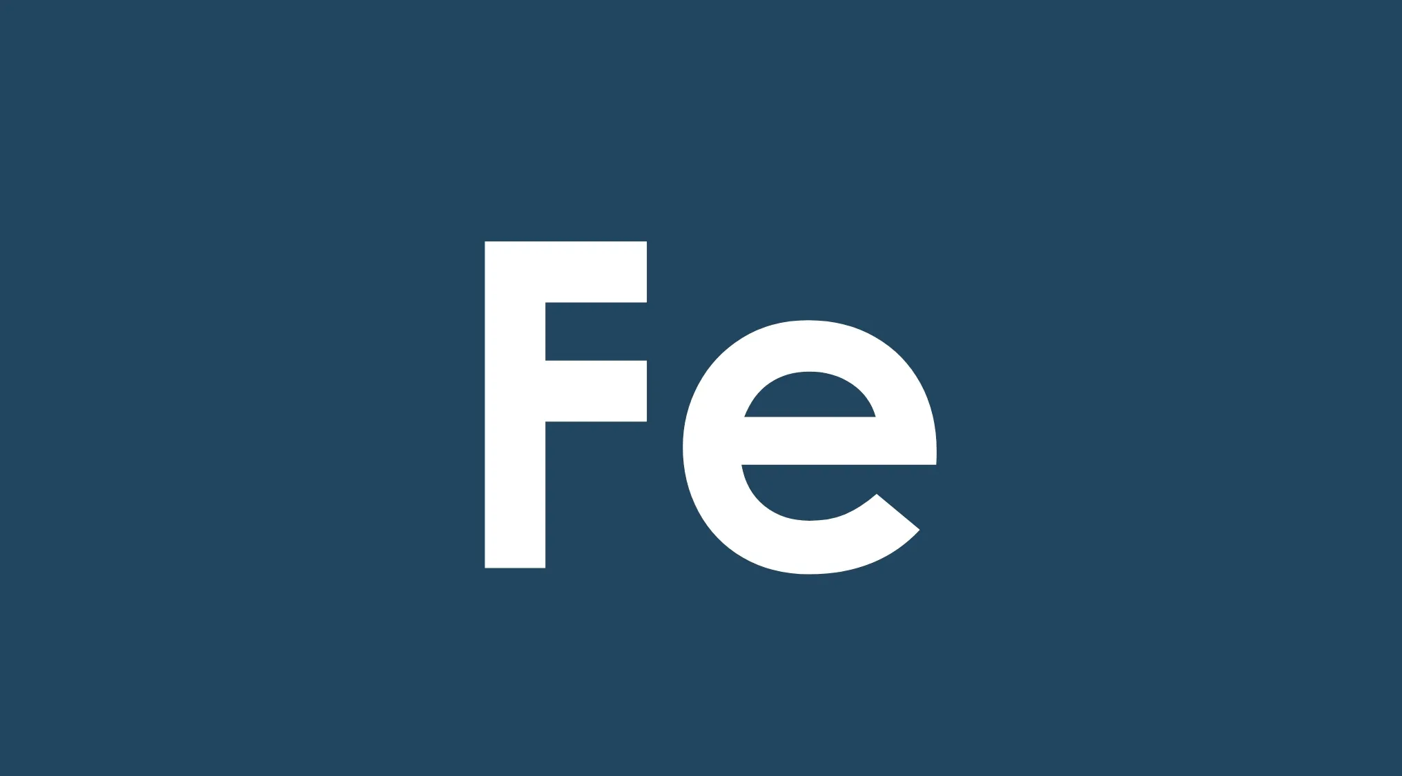The chemical symbol Fe in large white letters on a blue background, representing a metal for a general knowledge quiz.