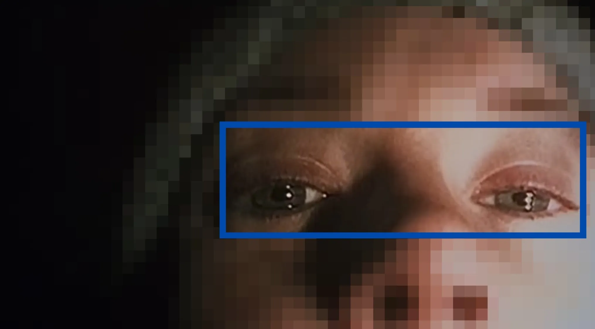 Pixelated image highlighting the eyes, Guess The Movie & TV Show From The Eyes.