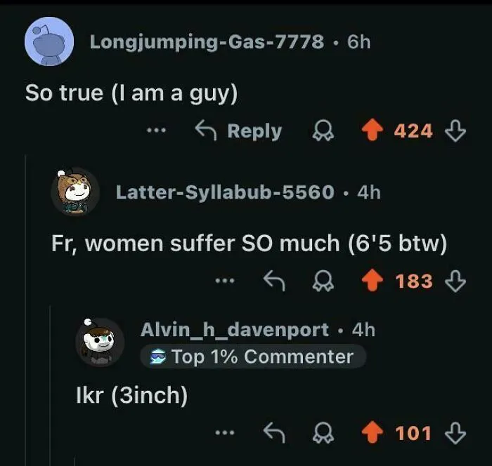 Reddit comments showing unhinged things people shared, including personal details.