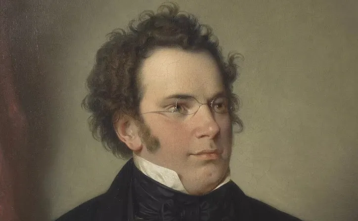 Oil painting of Franz Schubert, a composer who became deaf yet continued composing his greatest works.