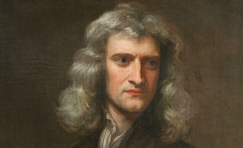 A portrait of Isaac Newton, the famous scientist who introduced the three laws of motion.