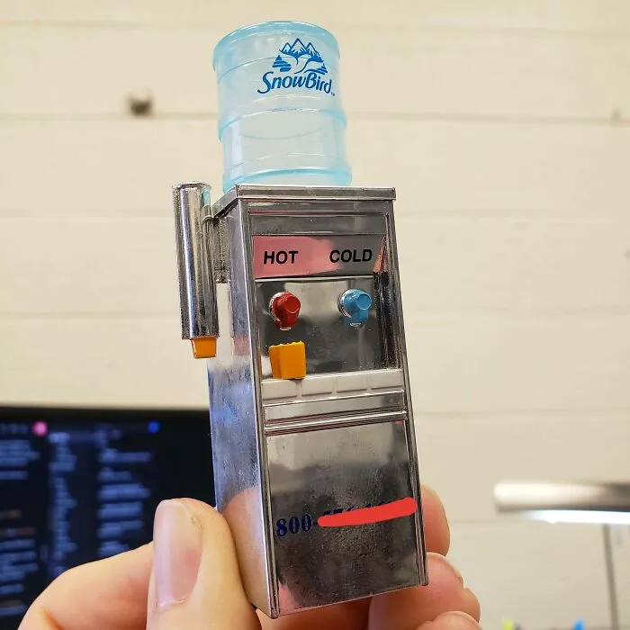 The Water Fountain Repair Guy Left Behind A Tiny Water Fountain Calling Card