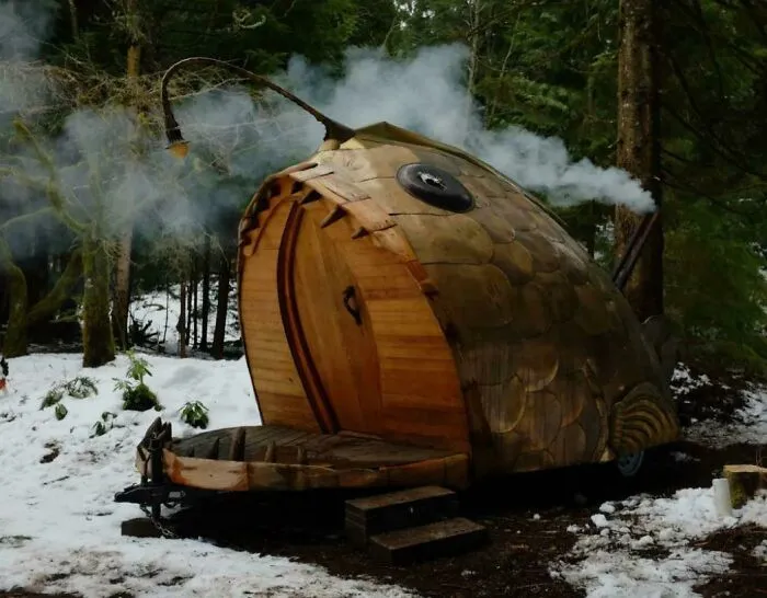 The Anglerfish Sauna All Fired Up In The Woods Of Washington State