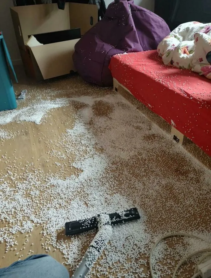 My Beanbag Popped, Any Tips On How To Clean The White Balls??