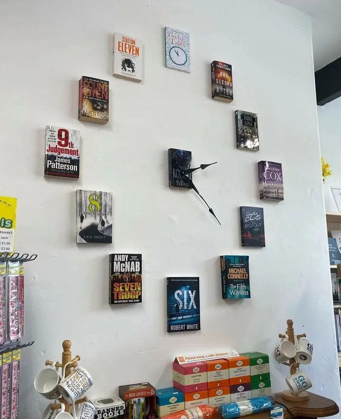 Clock Made Using Books With Numbers On The Cover Page. The Book Lounge In Kirkby Lonsdale