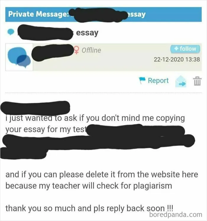 She Wanted To Copy My Essay
