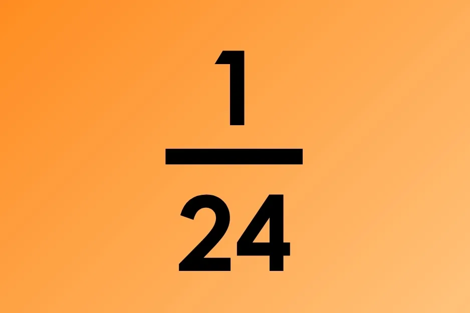 Fraction 1/24, representing what part of 1 week is 6 hours.