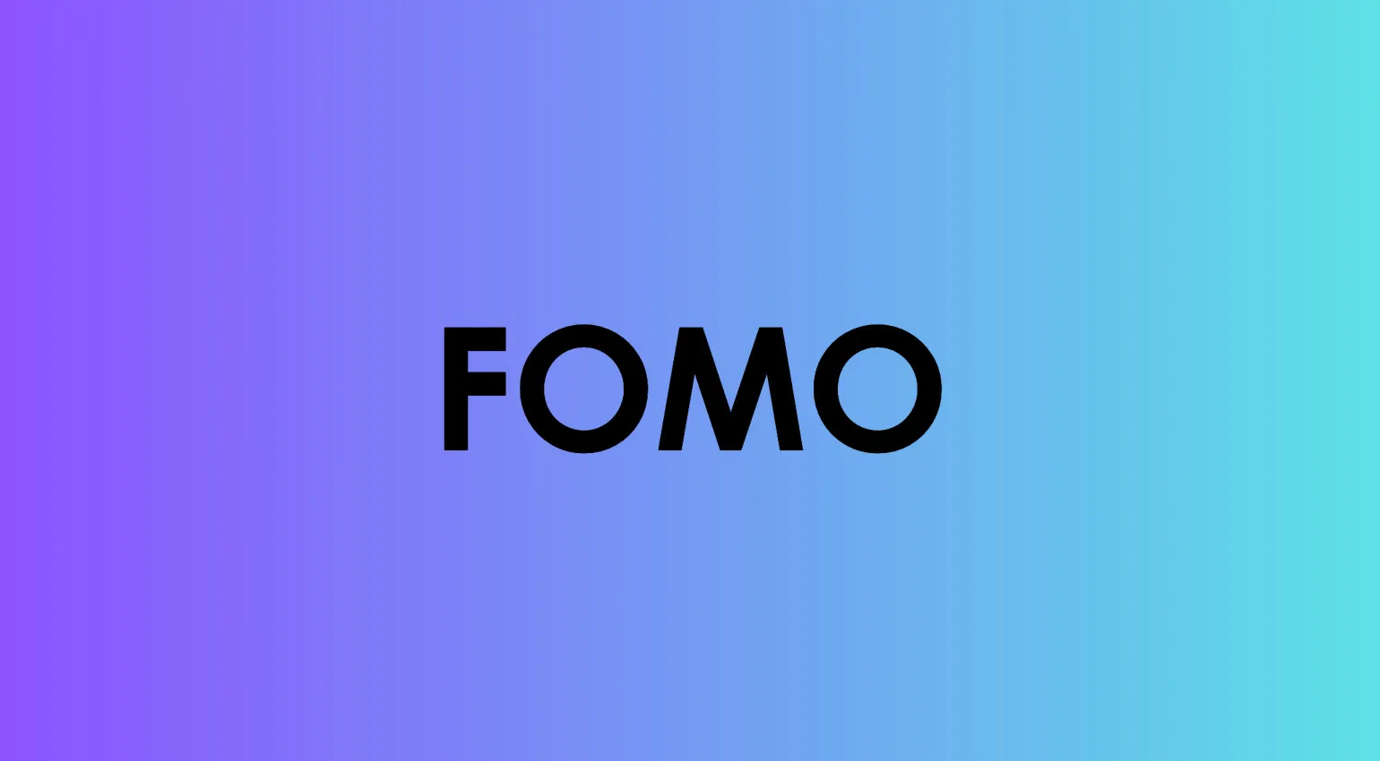 The acronym FOMO on a blue and purple gradient background, for a TikTok and Gen Z slang quiz.